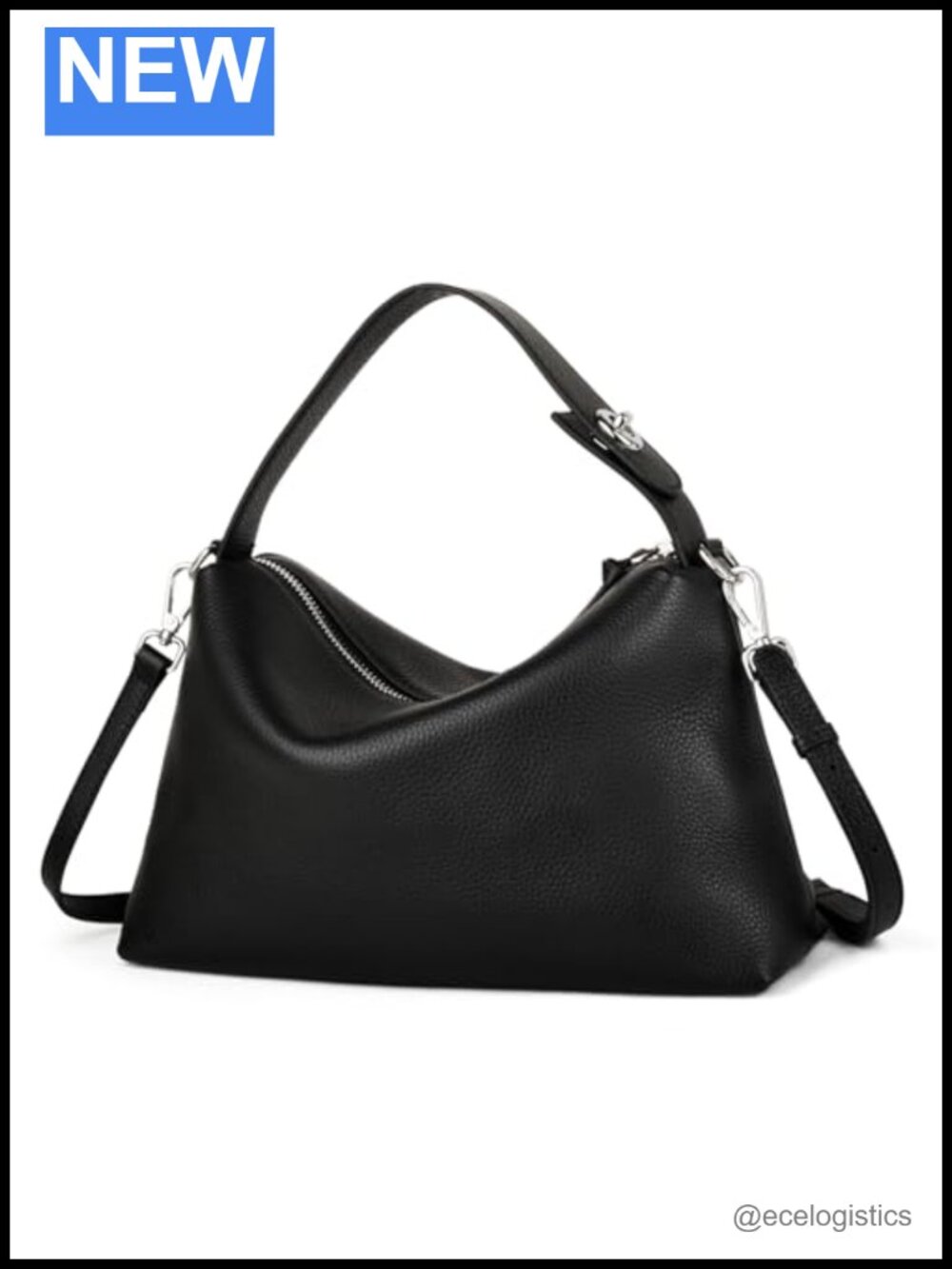 Premium Full-Grained Leather Crossbody Hobo Handbag with Adjustable Strap